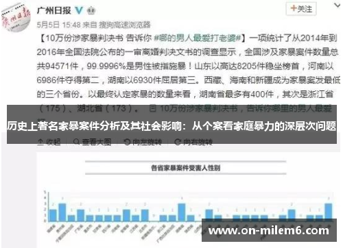 历史上著名家暴案件分析及其社会影响：从个案看家庭暴力的深层次问题
