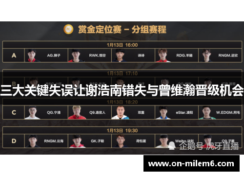 三大关键失误让谢浩南错失与曾维瀚晋级机会 三大关键失误让谢浩南错失与曾维瀚晋级机会