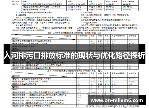 入河排污口排放标准的现状与优化路径探析 入河排污口排放标准的现状与优化路径探析